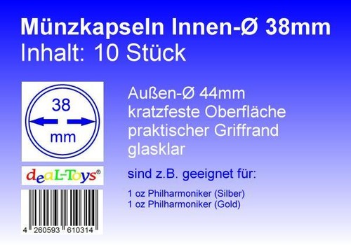 Münzkapseln 38mm geeignet - 10,