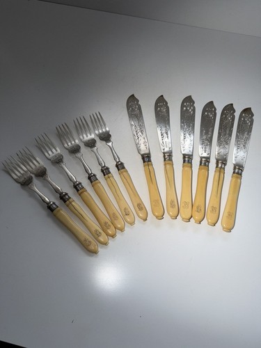 Antikes fischbesteck 6 - fischbesteck, f.