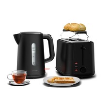 Klarstein Velaire Frühstücksset 2-Schlitz-Toaster Wasserkocher 2200W Schwarz