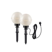 LED Kugelleuchte Gartenlampe 2er Set 20cm weiß Erdspieß Außenlampe Gartenleuchte