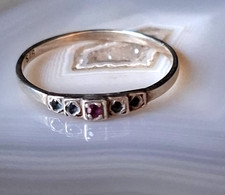 Ring Silber 925 Saphire Rubin 19 mm Vorsteckring fein zierlich erlesen vintage