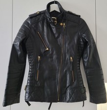 Echtlederjacke Damen Schwarz Bikerjacke Neu Größe S 36