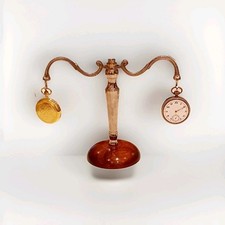 DESIGN TASCHENUHR STÄNDER  MESSING / HOLZ - HINGUCKER!!