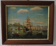 Ölbild Hamburger Hafen Michel