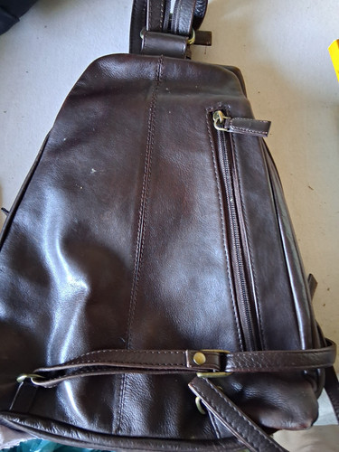 Brauner leder rucksack - leder,