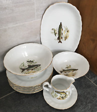 Fischservice 12-teilig Fisch Service Porzellan Winterling/Bavaria mit Goldrand