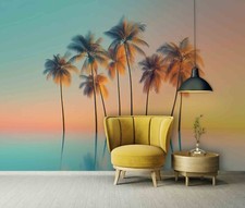 Fototapete Palmen Strand goldene Stunde Sonne VLIES TAPETE XXL + KLEISTER 293