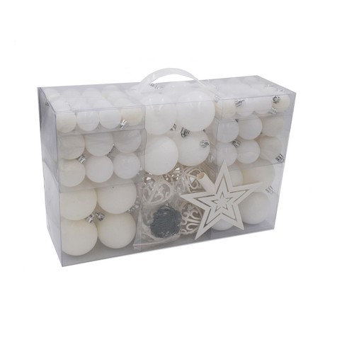 100 weihnachtskugeln weiss - 100,