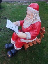Weihnachtsmann mit Buch XXL 95cm + Holzstuhl lebensgroß Santa Weihnachten Deko