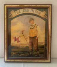 Wandbild Bild 28x23cm  hinter Glas im Holzrahmen Motiv Golf "Hole in One" Druck