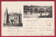 AK Kreuzau, Bürgermeistergebäude und Rurbrücke gestempelt 30.04.1903