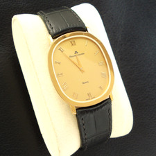 Maurice Lacroix Quarz 32364 superflache Herren Armbanduhr oval 31x39 mm Gold Uhr