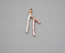 Ausgefallener rosa Perlenanhänger, Biwa Perlen Anhänger, 925 Silber vergoldet