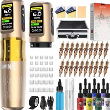 Wireless Tattoo Maschine Set mit 2x1600mAh Akku 4 Modi 7 Takt Einstellbar