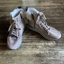 Stiefelette Jette Joop, Gr. 37 dunkel rosa + Glanzeinsatz seitlich, Fellrand 