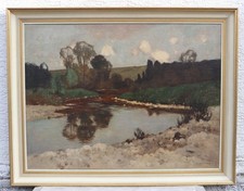 Carl Küstner (1861-1934 München) - Impressionistische Flusslandschaft - Gemälde