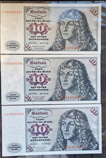 3 x 10 DM Banknoten 1970_unc./