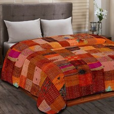 Vintage Patchwork Kantha Tagesdecke Indisch Handarbeit Quilt Überwurf...