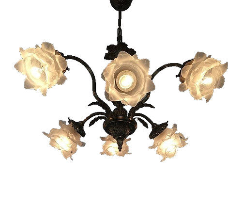 French glass and gilt brass - and,