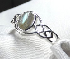 Labradorit Ring 925 Silber Gr. 18,1 (57) "Keltischer Knoten" mit Blauschimmer*