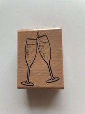 Holz Stempel  Motivstempel Sektgläser Hobbyauflösung einmal benutzt ***TOP**