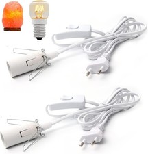 Lampenfassung E14 mit Schalter Kabel 1,8m Salzstein Lampe Lampenkabel EU-Stecker