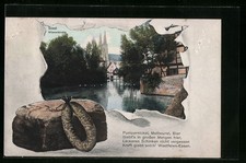 Soest, Wiesenkirche, Pumpernickel mit Mettwurst, Ansichtskarte 1907 