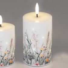 LED Kerze Wiesenblumen H. 12cm