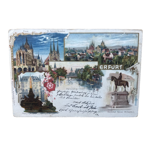 Postkarte erfurt litho - postkarte,