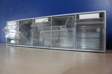 1 Klarsichtmagazin Gr.3, 5 Kippboxen Leiste Kleinteilemagazin B60xH17xT11cm Box