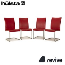 4er Garnitur Hülsta D2 Leder Stuhl Rot Esszimmer