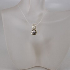 Solitär Anhänger 585/14k Gelbgold Weissgold, Brillant 0,15 ct mit Varioclip