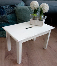 Vintage Schemel Fußbank Fußhocker Holz Shabby Chic weiß