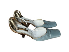 Riehmchen Pumps Mint Gold SHY Leder Karree Carrie Bradshaw wedding 20er retro 38