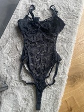 Spitzenbody , Schwarz, String