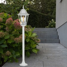 ALU Laterne Außen Steh Leuchte weiß Veranda Hof Beleuchtung Garten Stand Lampe