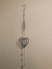 Edelstahl ~ 3 D Windspiel mit Glaskugel ~ Spirale mit 3 D „ Herz & Glaskugel „