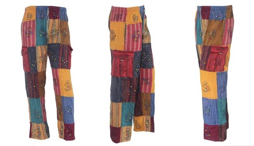5xl patchwork baumwollhose - s-5xl,