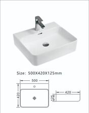 Design Waschbecken Waschtisch Wandhängend Aufsatzwaschbecken Keramik 50cm WC Bad