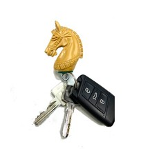 ROOGU Schlüsselanhänger Auto echt Schachfigur Springer Pferd Holz Indien Antik