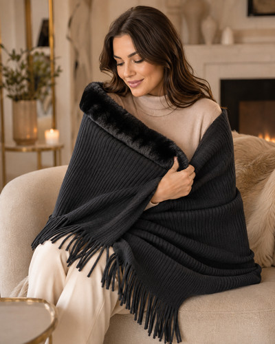 Damen poncho schal - poncho-schal, mit