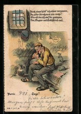 Ansichtskarte Reservist bei Wasser und Brot im Kerker 1900 