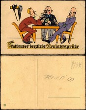 Künstlerkarten Skatspiel Neujahr Sylvester New Year Skatbrüder 1917