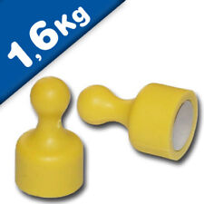 10 x Kegelmagnet / Kegel Pinnwand Magnet klein Ø 12 x 20mm gelb, Neodym – 1,6kg