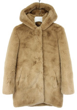 Sandro Honey Mantel Damen (Eu) 36 Kunstpelz Kapuze Gefüttert Snap Knöpfe