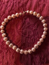 Perlenkette Lava Stein Rose vergoldet