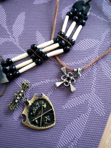 Armband leder knochen indianer - leder,