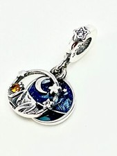Charms Anhänger Beads Sonne Mond Sterne blau 925 Sterling Silber