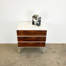 Nachttisch Minikommode Flötotto 60er Jahre Vintage weiß lackiert mit Palisander