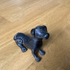 Bronzefigur Skulptur Dackel Sitzend Antik Hund 